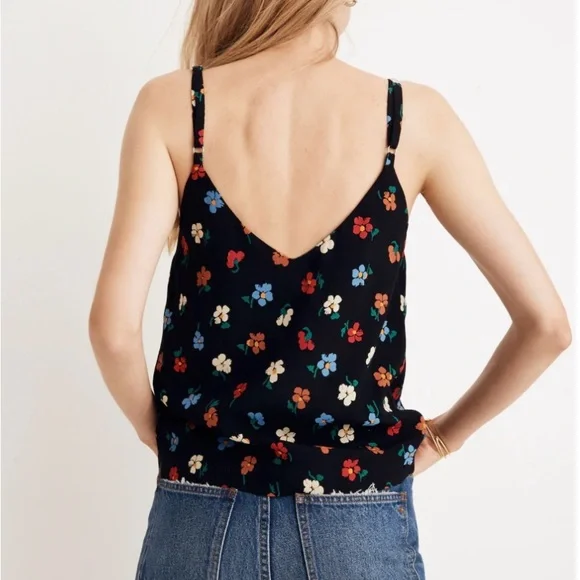 NWOT Madewell Button Down Black Cami In Colorful Pressed Flowers Size 00 - Picture 3 of 5